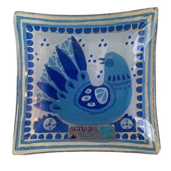 Other - Andreas Meyer Blue Bird Fused Glass Nahariya Hand Made Trinket Dish Israel